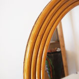 Round rattan bamboo mirror, 60 cm