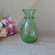 Small carafe in blown and bubble glass green color signed biot vintage