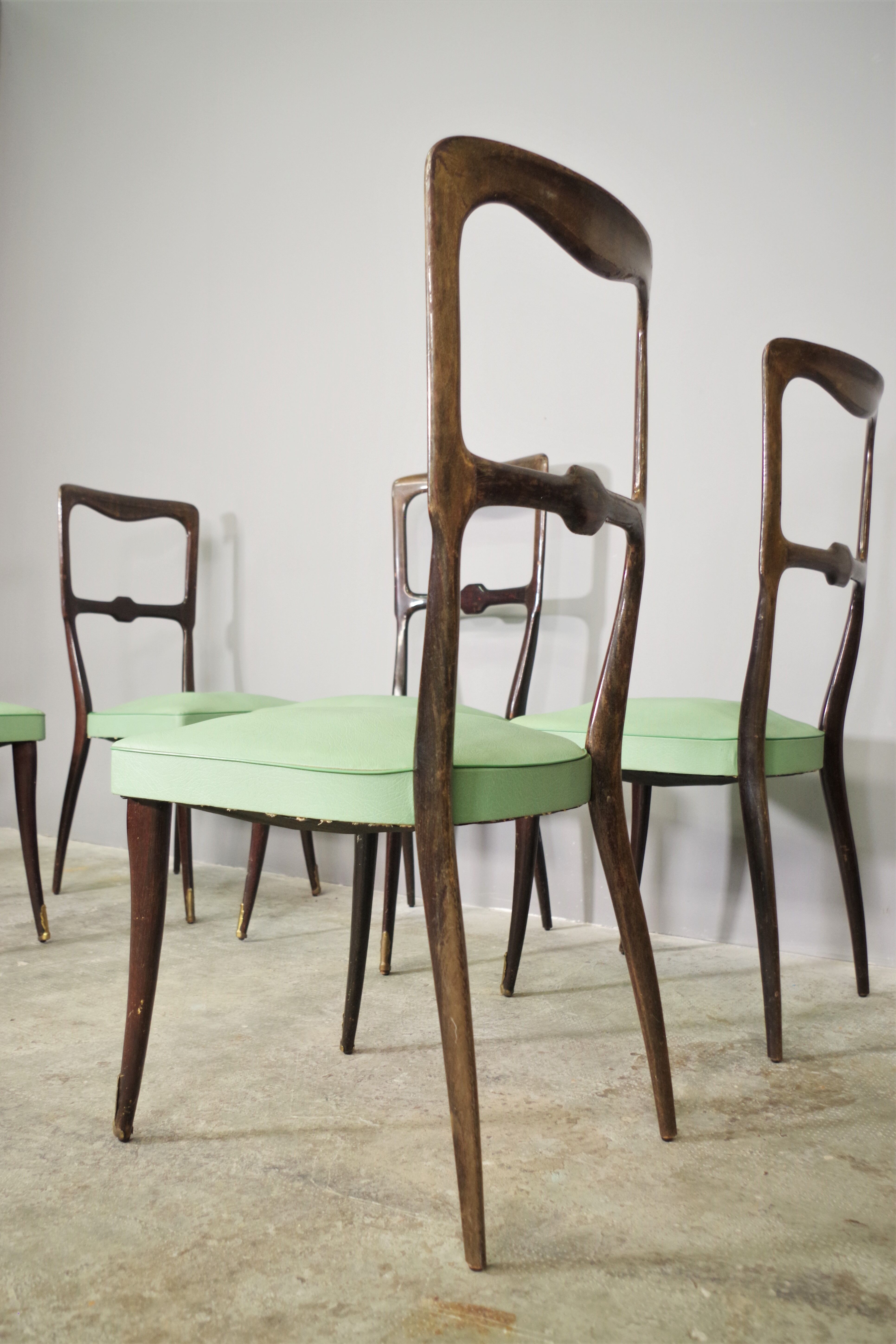 Set of 4 beech wood chairs from the 1950s