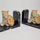 Pair of Lomonosov marble and porcelain bookends