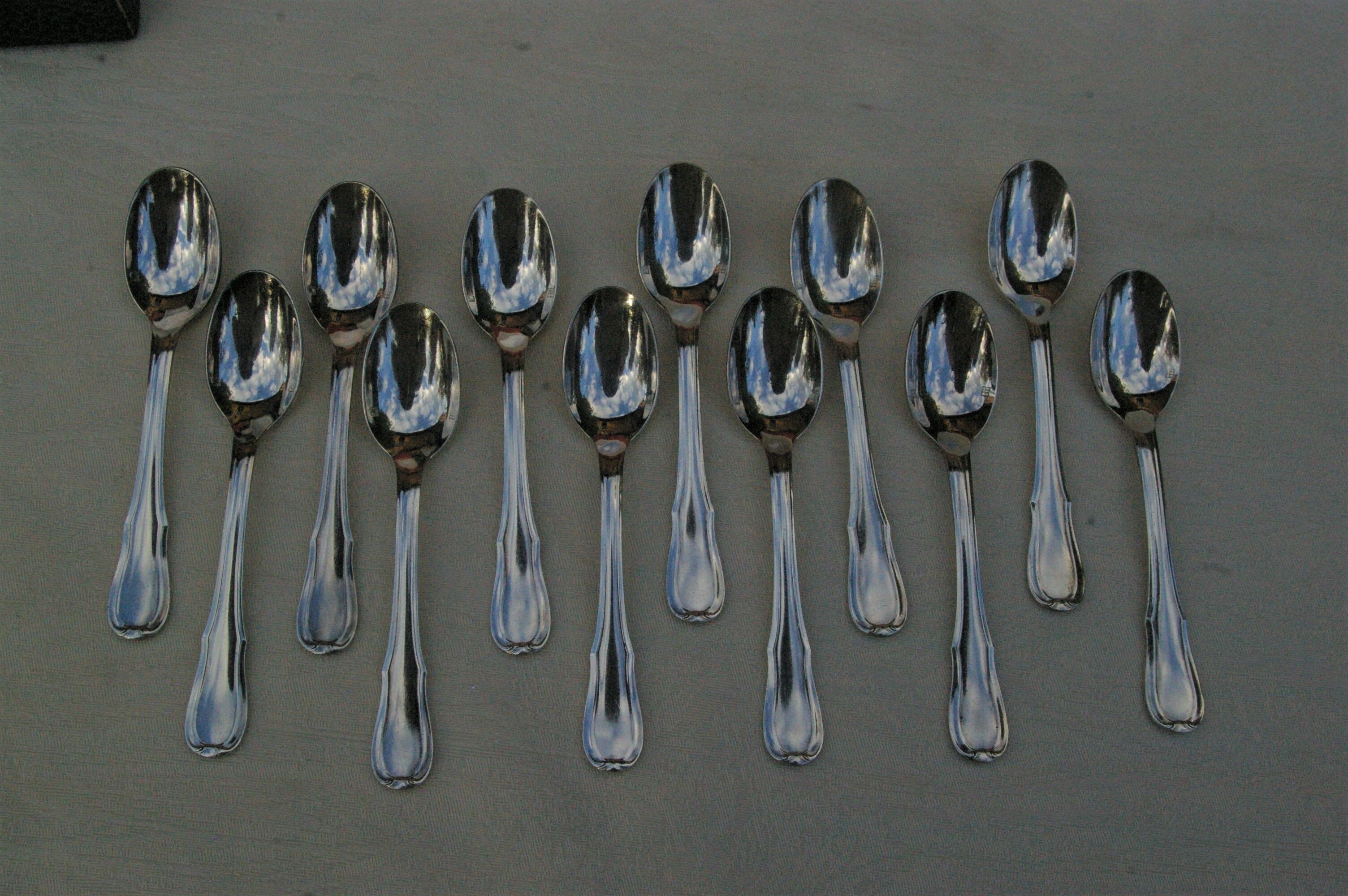 Set 12 Teaspoons Moka in silver metal - Model net staple