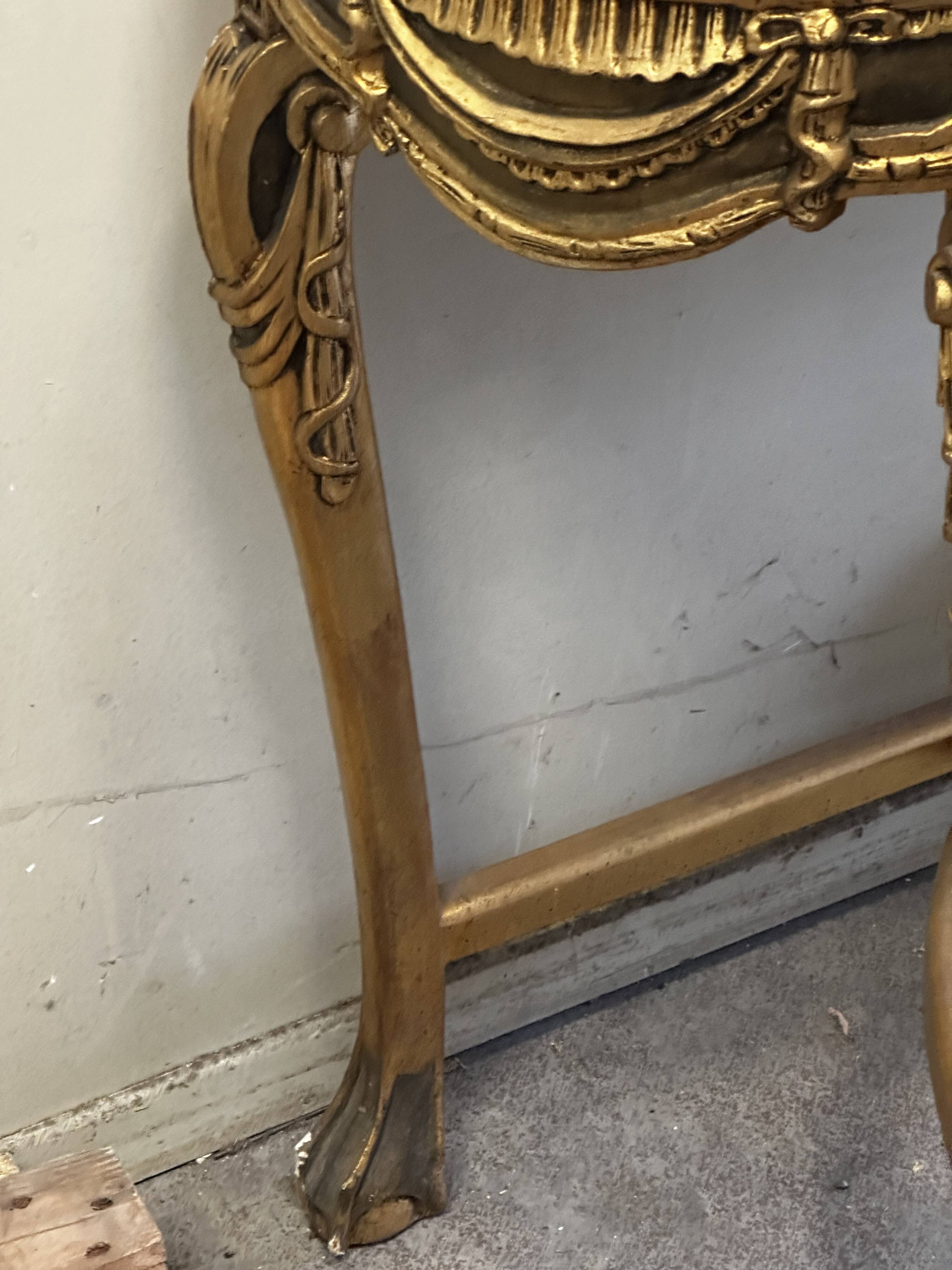 Hollywood Regency Console - Gilded Wood and Marble