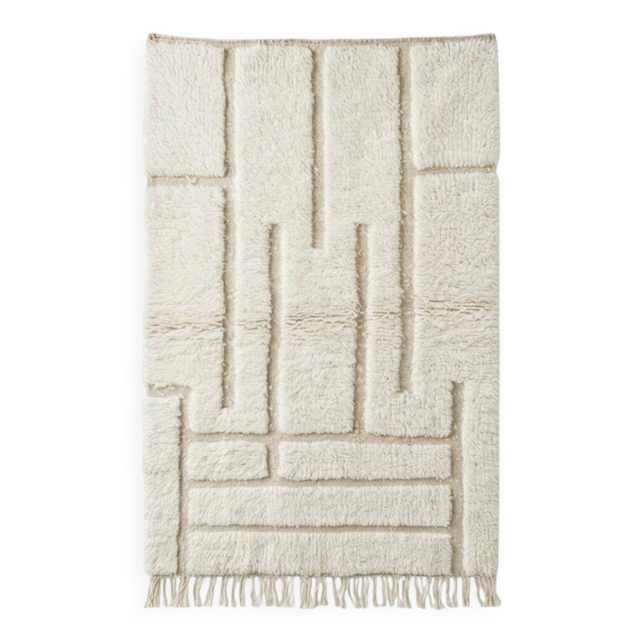 Tapis marocain blanc à motif graphique