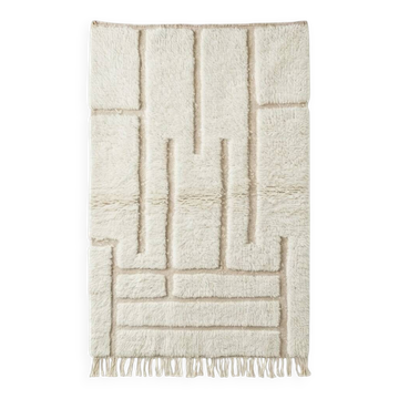 Tapis marocain blanc à motif graphique