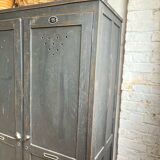 Old wooden locker with black patina