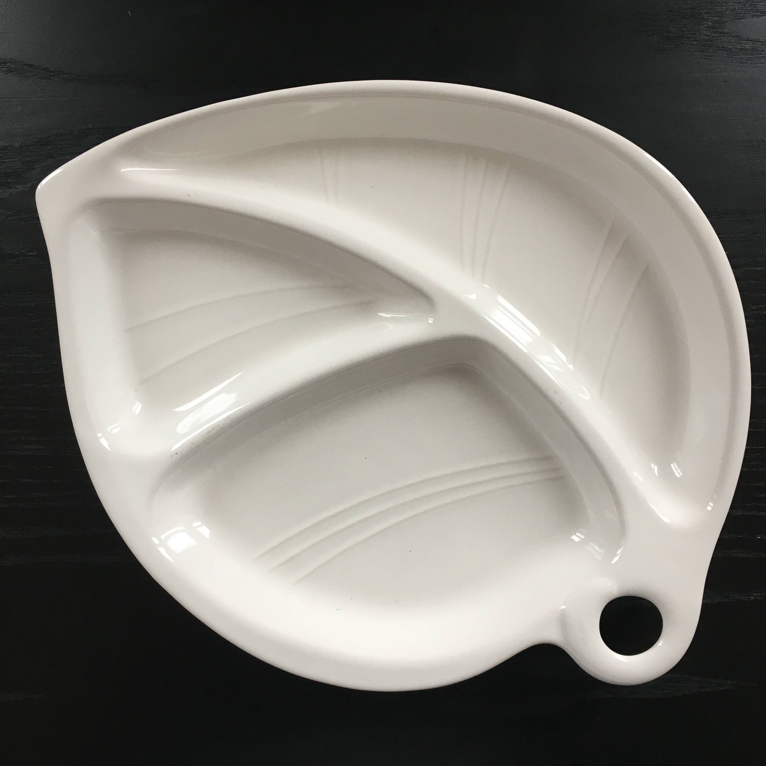 White earthenware leaf dish