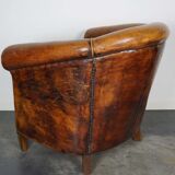 Vintage club armchair in leather color cognac Netherlands