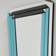 Postmodern geometric mirror with blue & dark gray smoked glass, 1980s