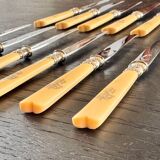 12 Robert Linzeler knives and leg of lamb set for Jules Piault Paris