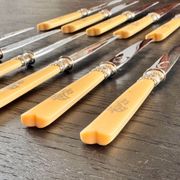 12 Robert Linzeler knives and leg of lamb set for Jules Piault Paris