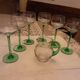 6 green-footed white wine glasses from alsace with grape clusters design