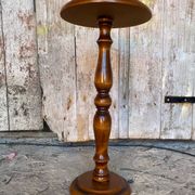Sellette Guéridon Ancien Bois Tourné + Piétement Pierre Porte Pot Vint