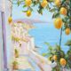 Oil painting of a view of the sea.