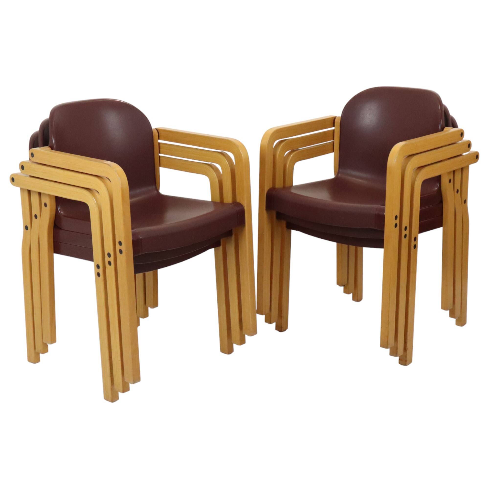 Lot de 6 chaises design vintage Dolmas Kembo JB Meijer années 1980