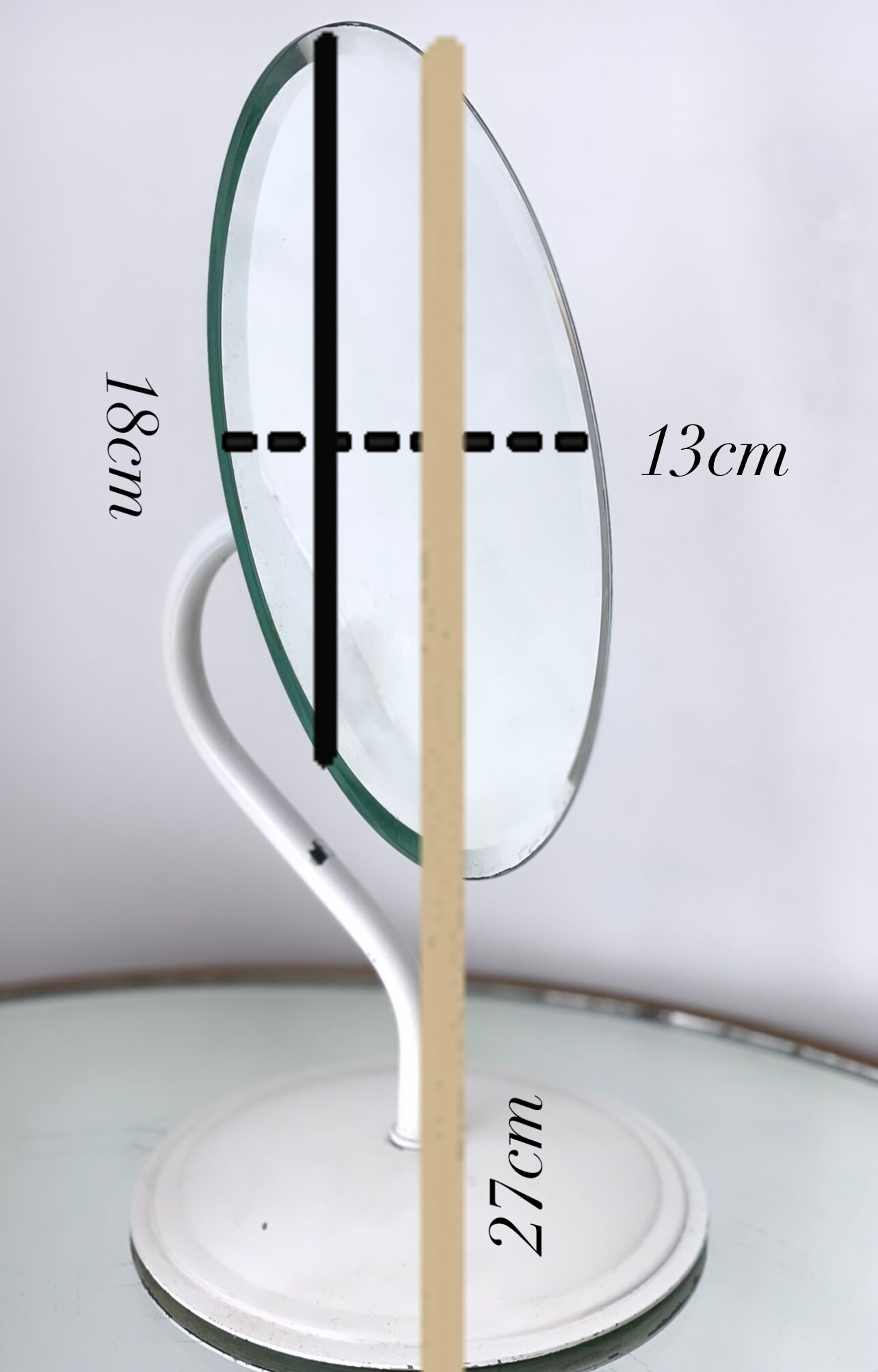 Beveled mirror on stand