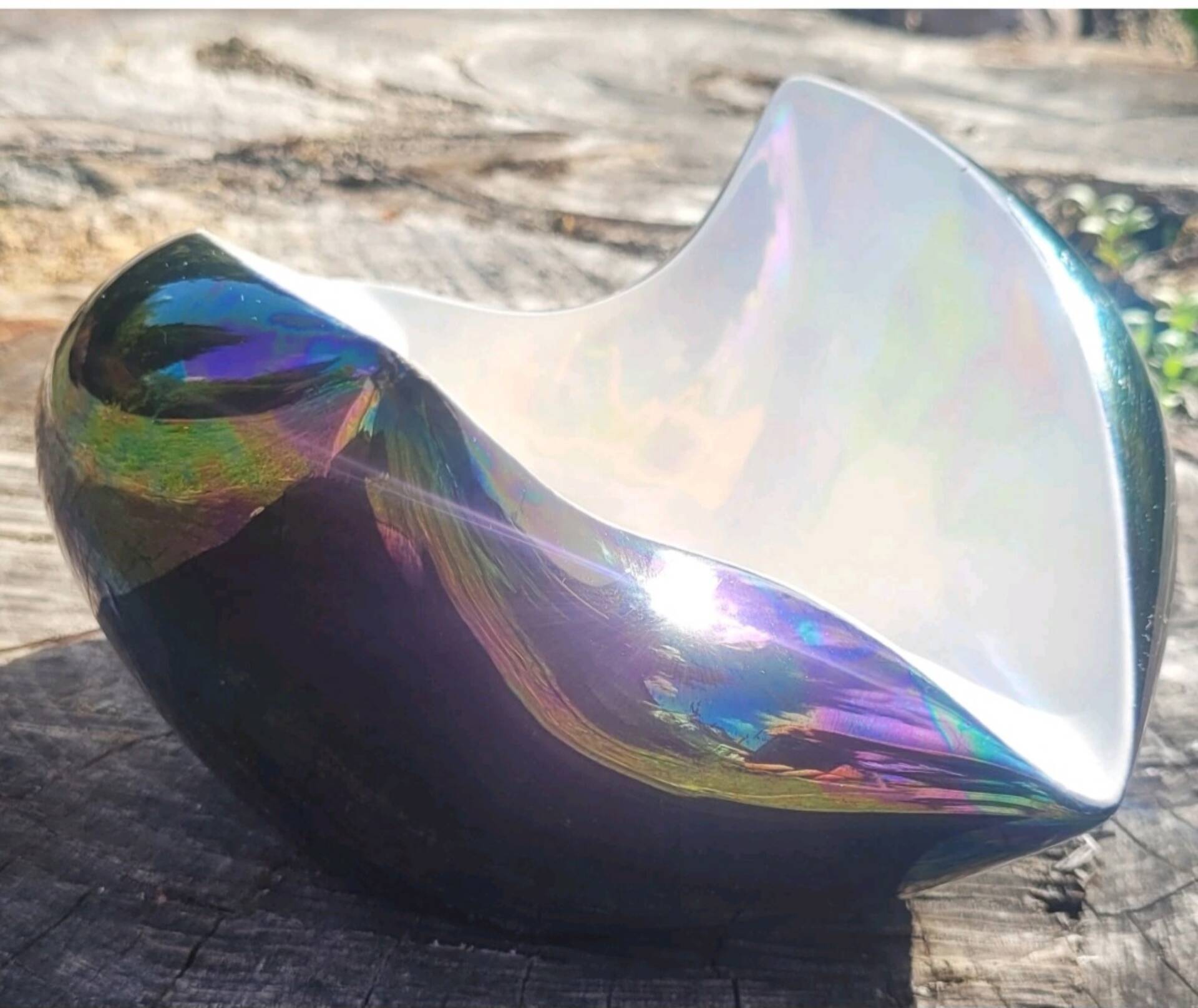 Ashtray and its pestle 6112 & candlestick 6146 Iridescent ceramic VERCERAM