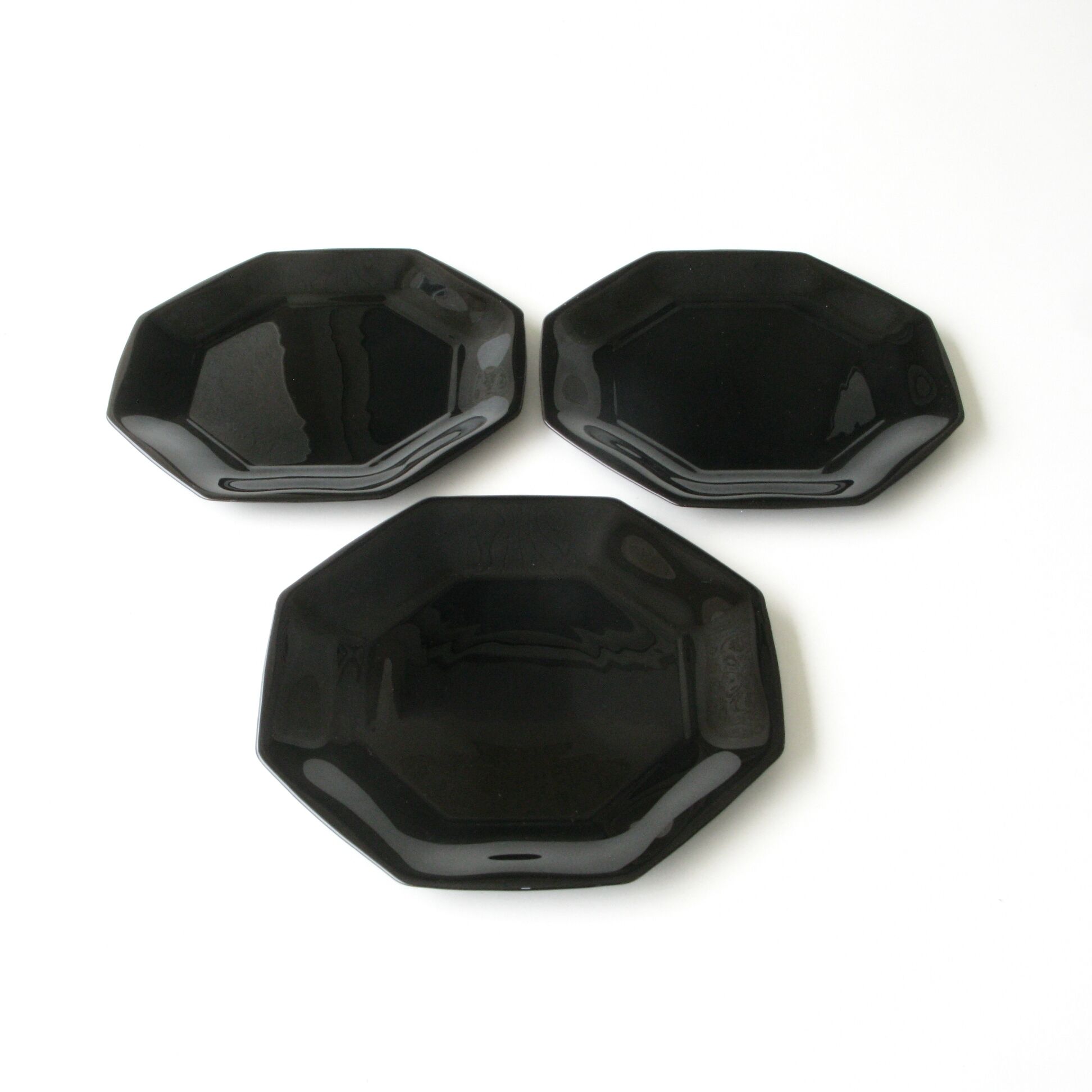 3 flat plates arcoroc - noir france - collection esso -