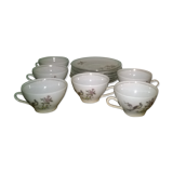 6 cups and saucers, porcelain, bird of paradise