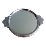 Art Deco silver round mirror tray