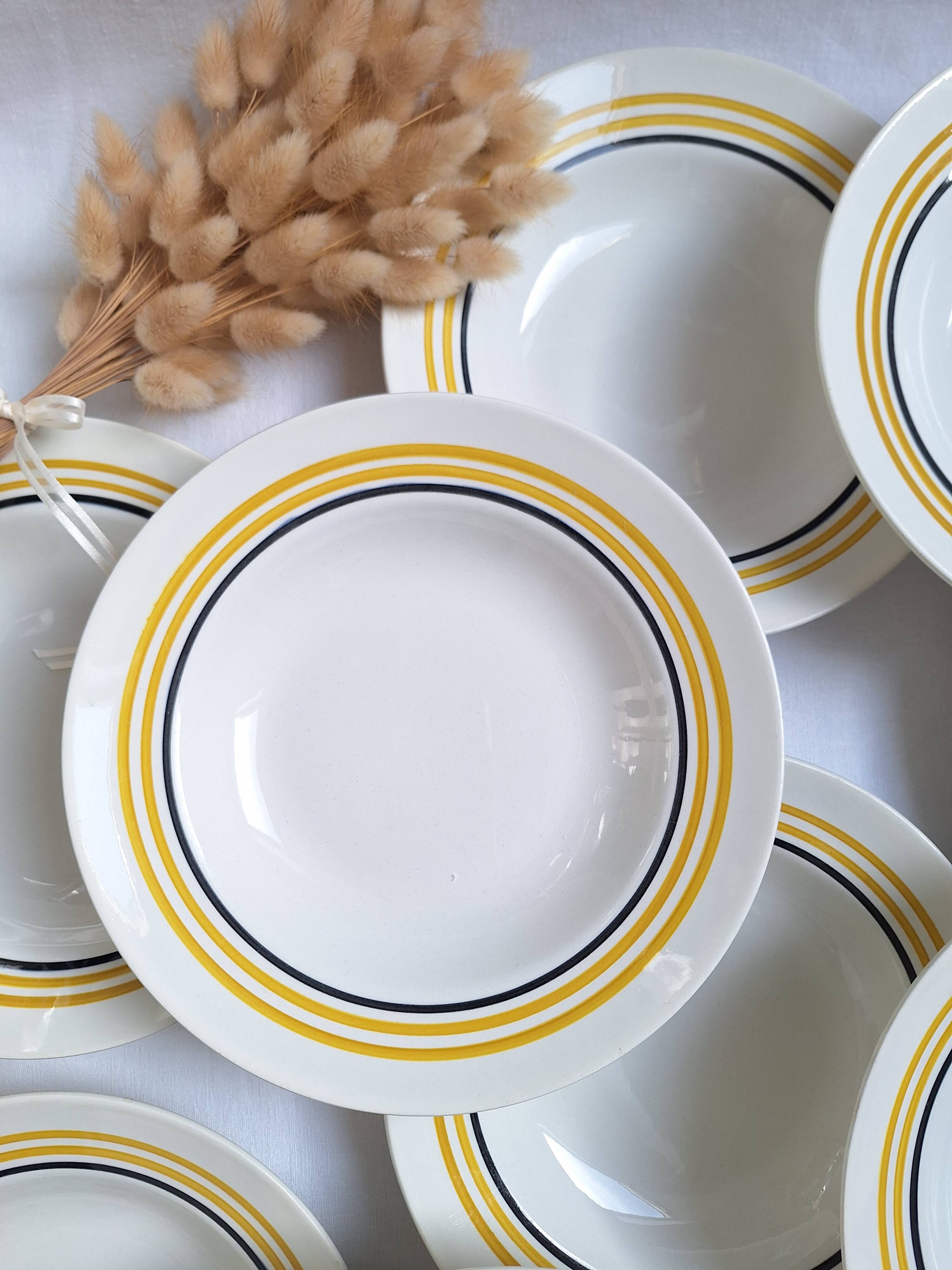 Assiettes creuses Moulin des Loups jaune moutarde