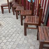 Set of 8 Antique Brutalist Dining Chairs