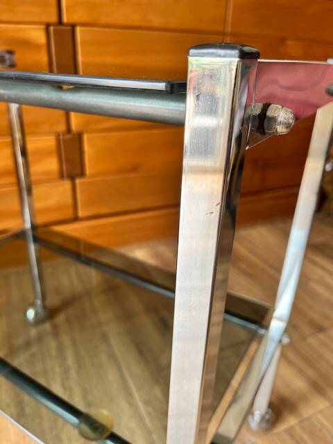 Chrome and glass serving trolley
