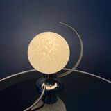 Vintage chrome table lamp with glass shade