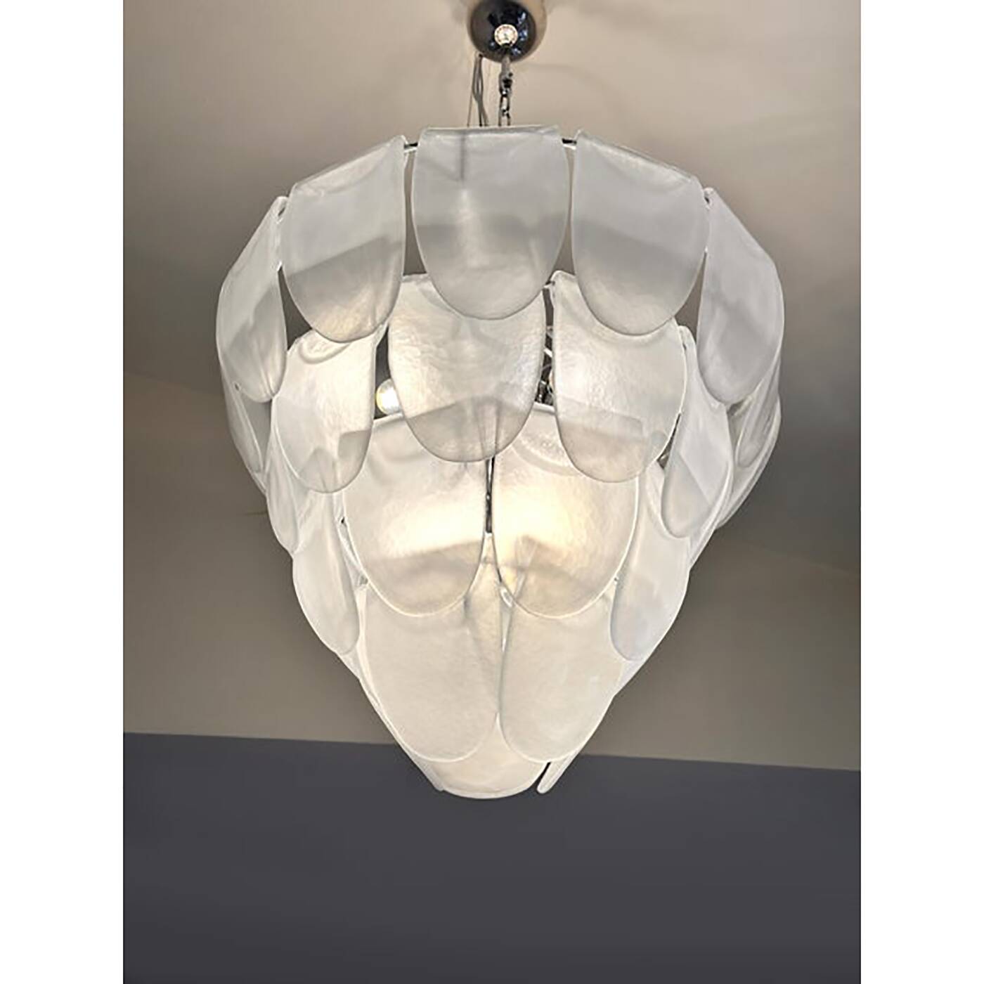 Contemporary Modern Sanded "Petals" Glass Chandelier