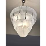 Contemporary Modern Sanded "Petals" Glass Chandelier