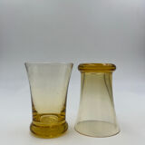 Six verres à shooter en verre jaune