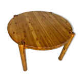 1980s Vintage Round Extendable Pine Dining Table