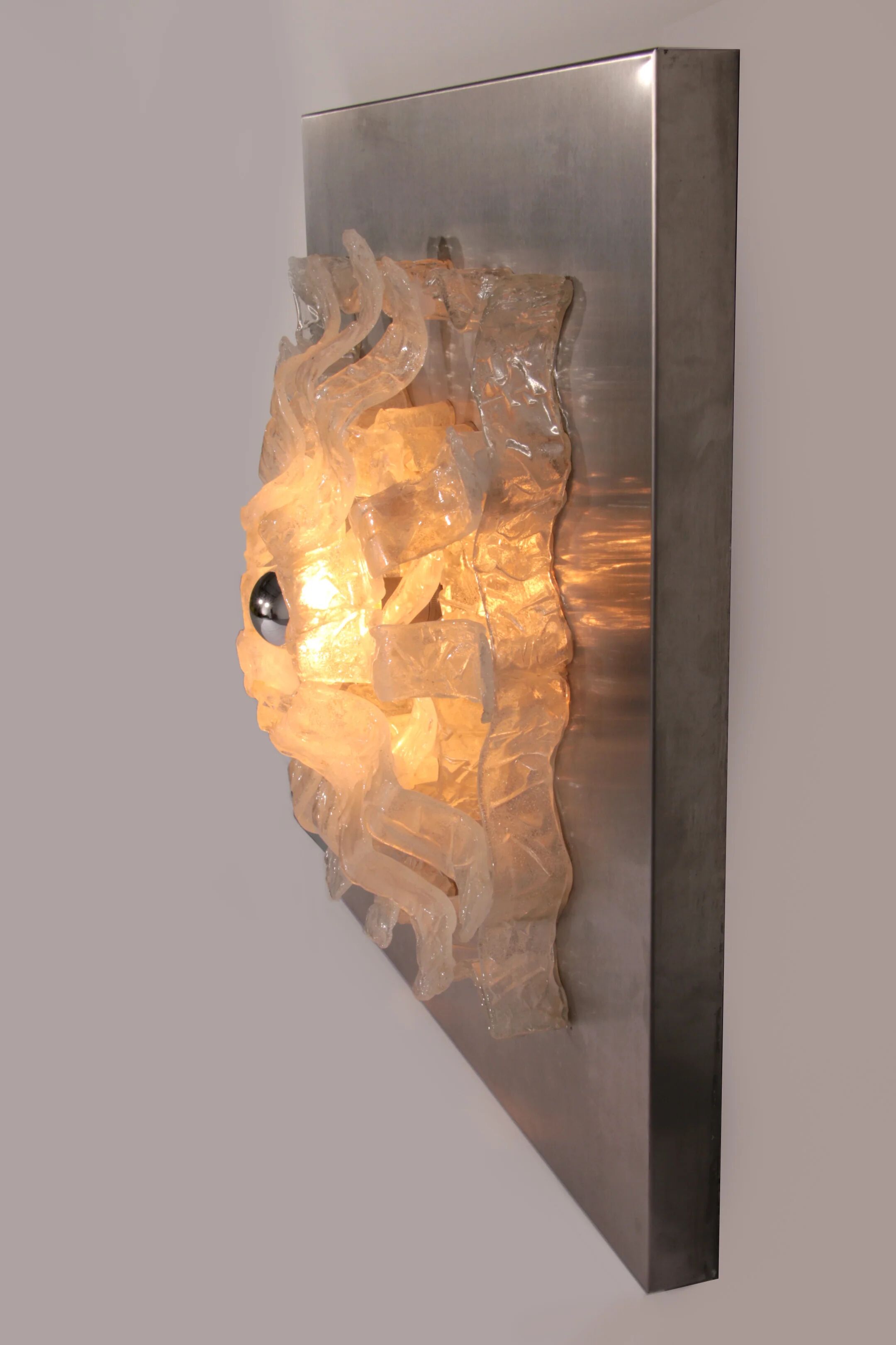 Angelo Brotto wall lamp sculpture panel for Esperia Italy 1970