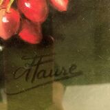 Large pastel signed Annie Faure, still life with flowers and fruits