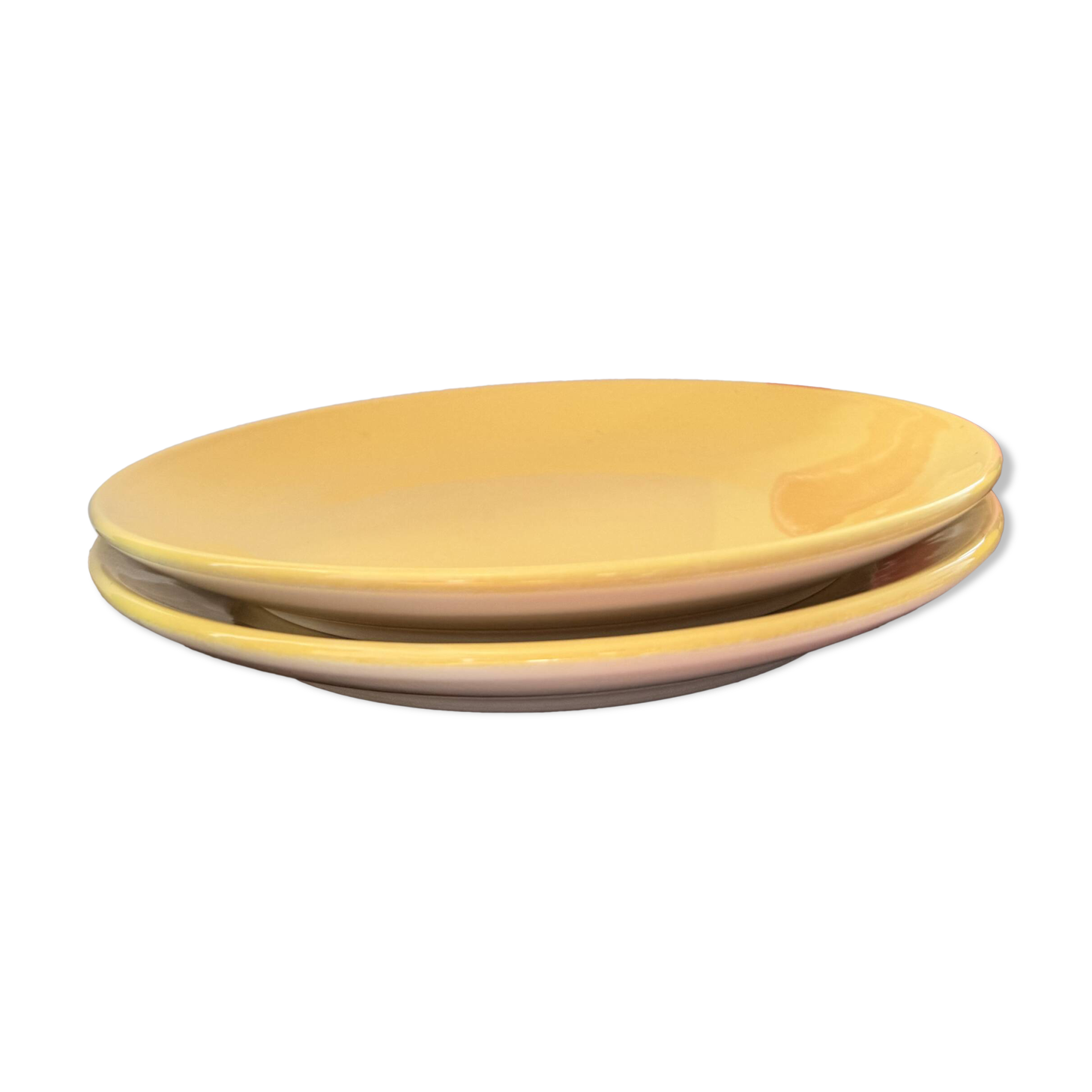 Set of 2 yellow dessert plates