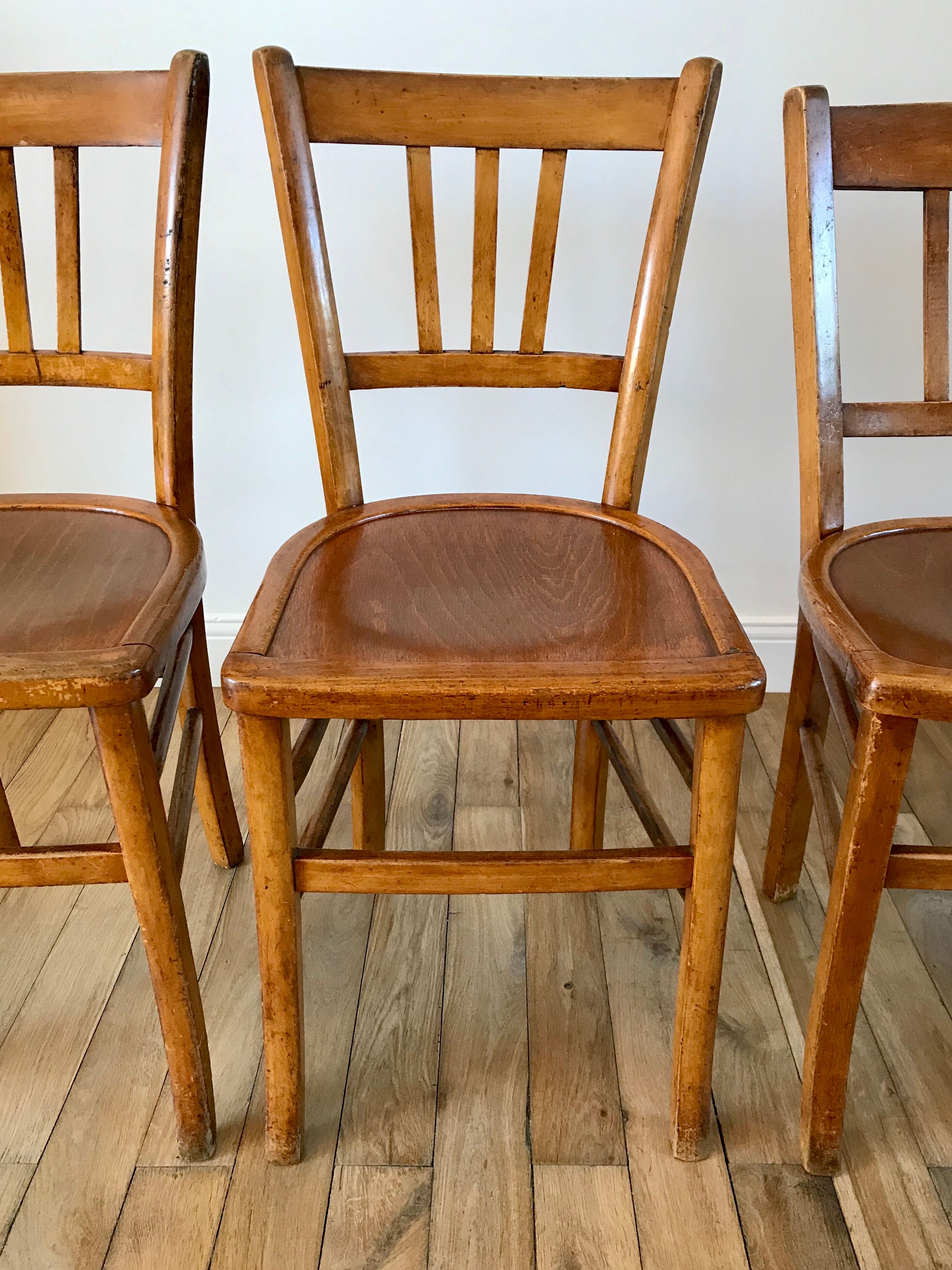 Trio de chaises bistrot Luterma années 50