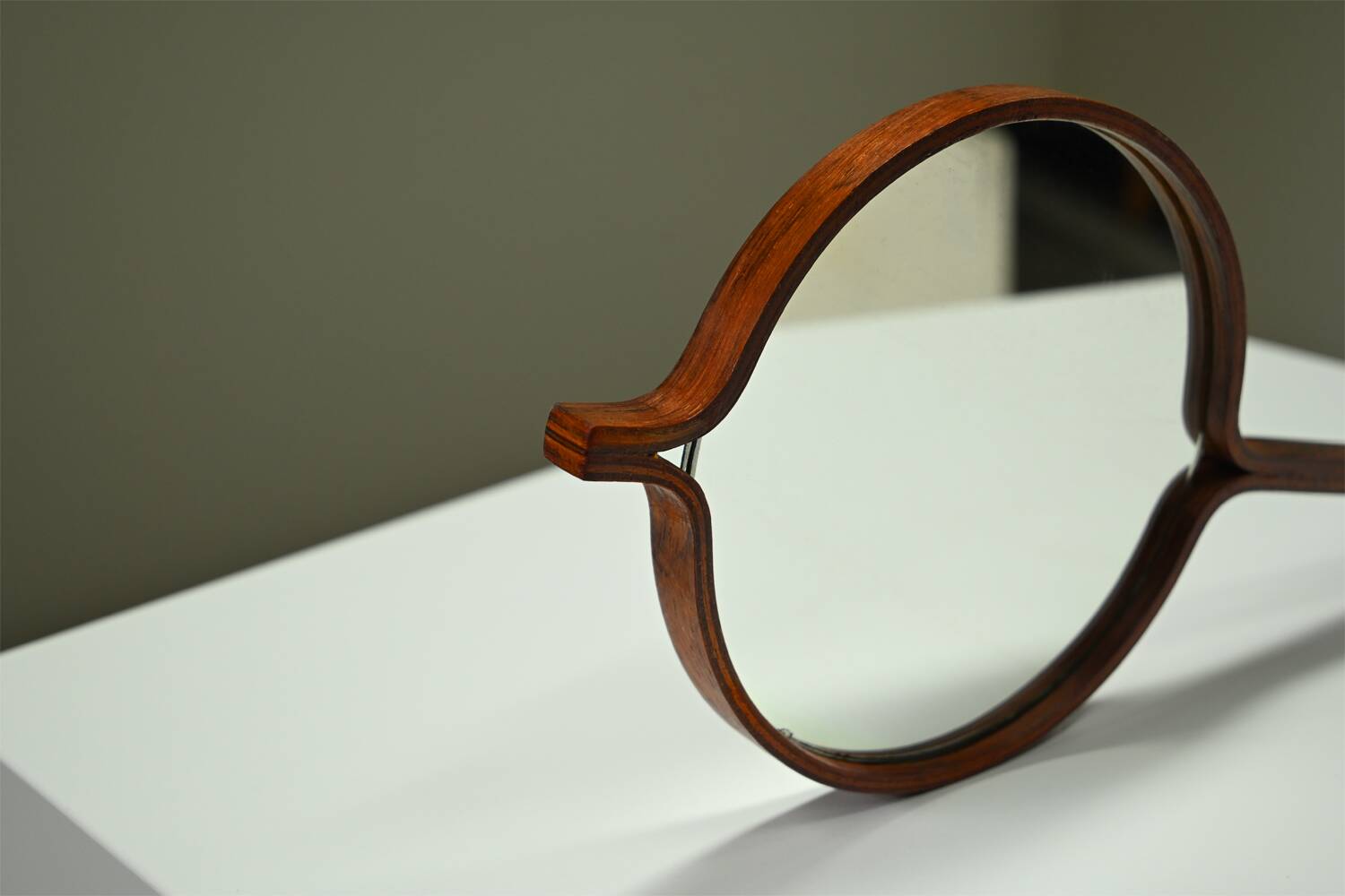 Rosewood hand mirror by Hans-Agne Jakobsson made in Markaryd, 1950s Sweden.