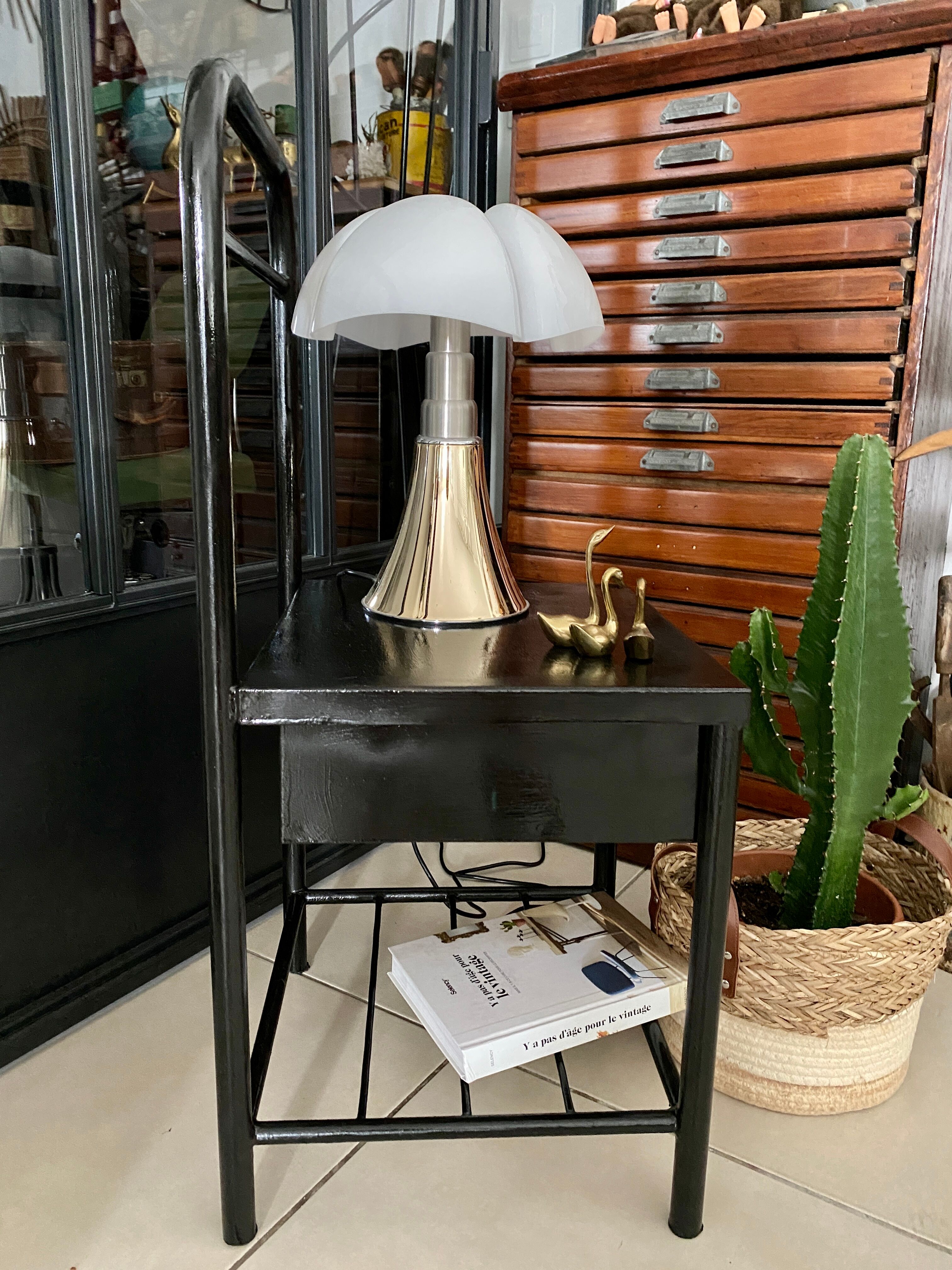 Vintage boarding school bedside table