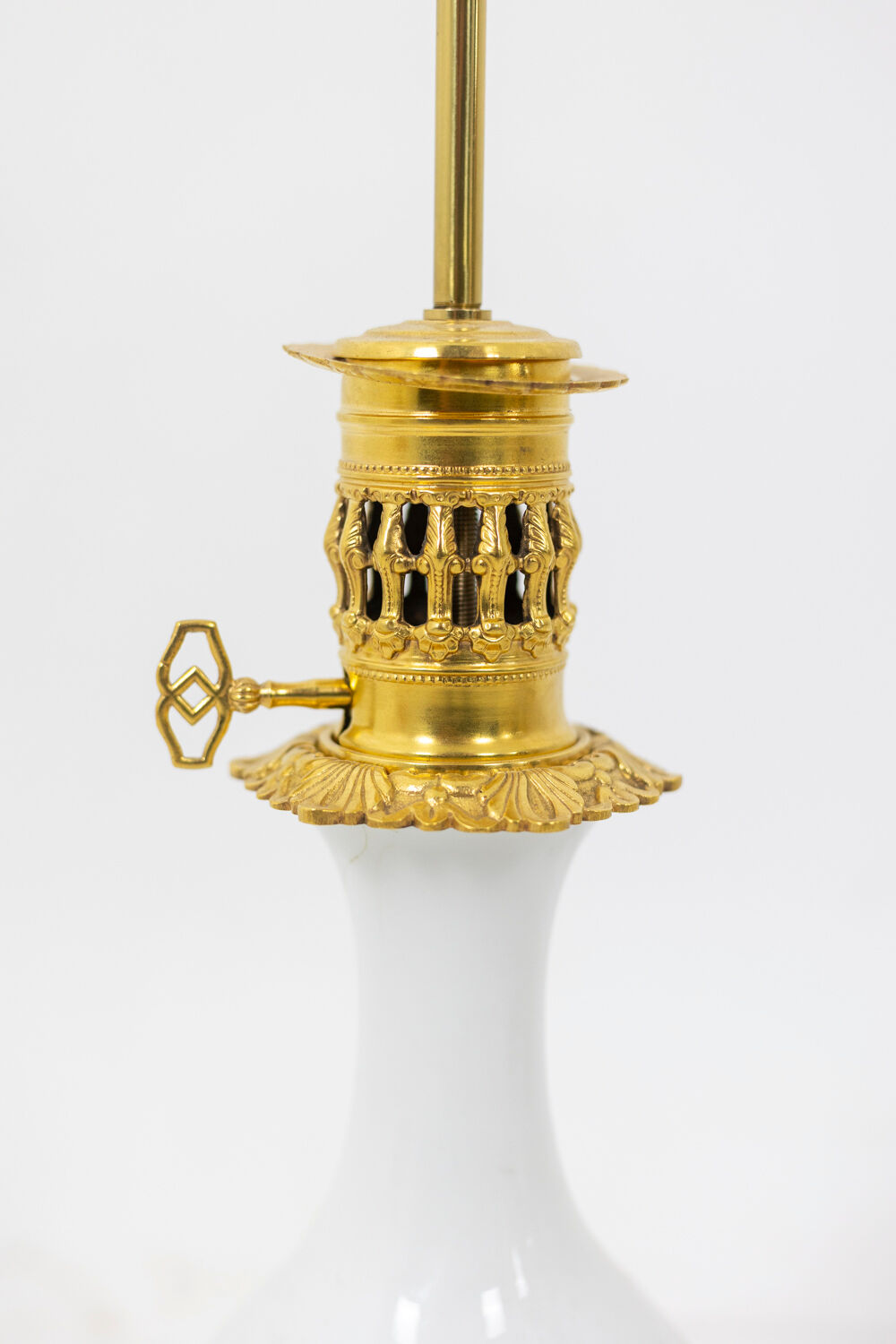 Pair of white and bronze porcelain lamps, circa 1880