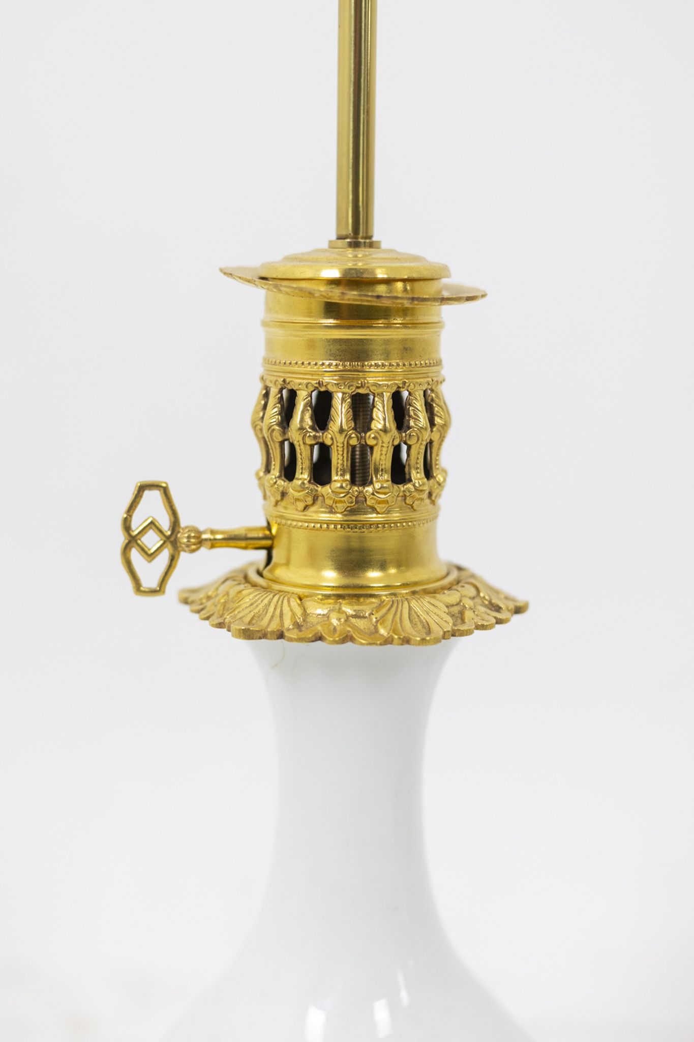 Pair of white and bronze porcelain lamps, circa 1880