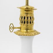 Pair of white and bronze porcelain lamps, circa 1880
