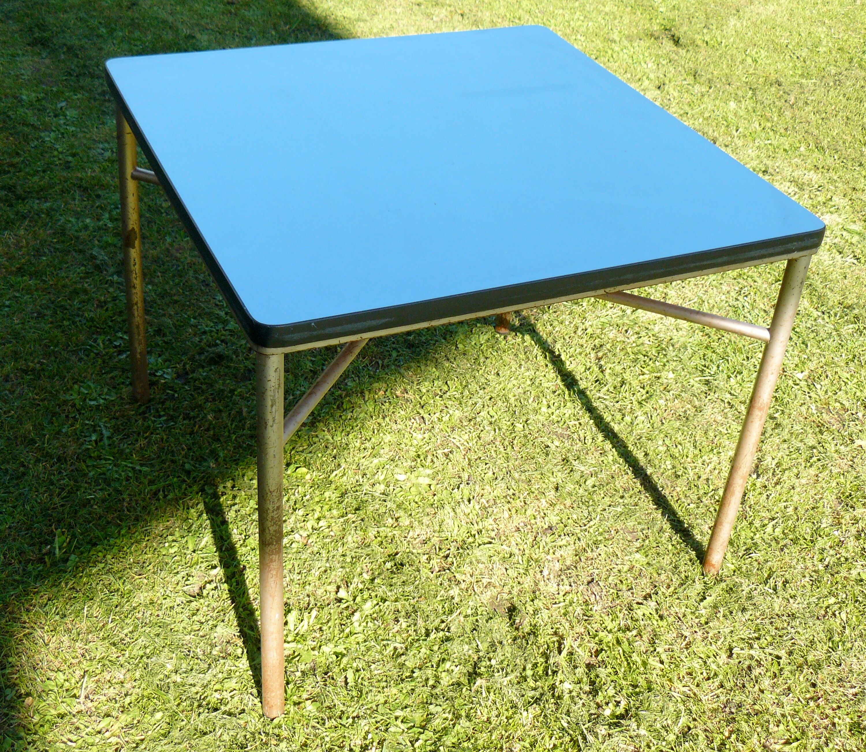 Table basse formica bleu vintage 1950-60