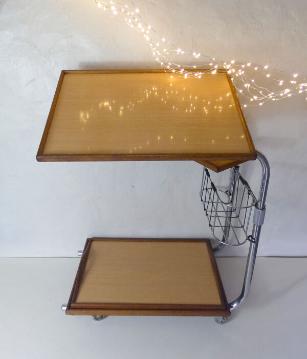Desserte vintage l'adap-table acier bois chrome formica