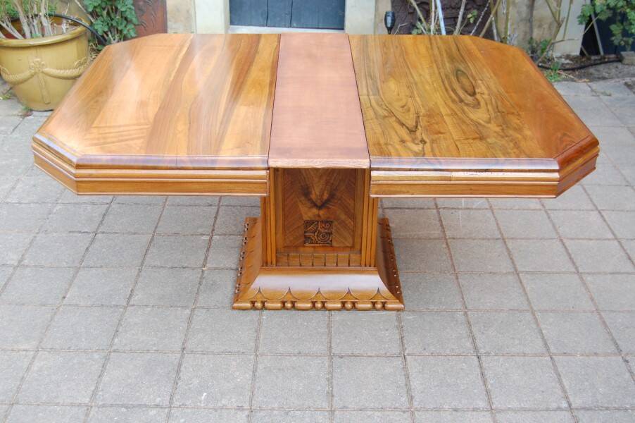 table art déco en noyer avec rallonges 14 couverts