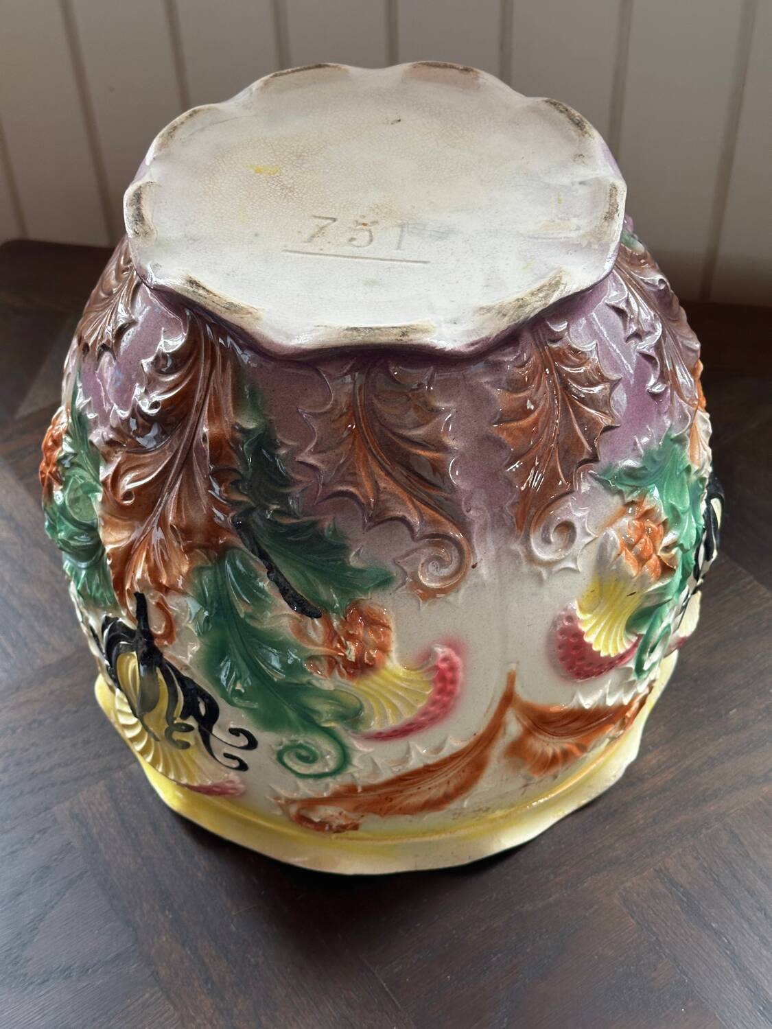 Earthenware cache-pot from the early 20th century.