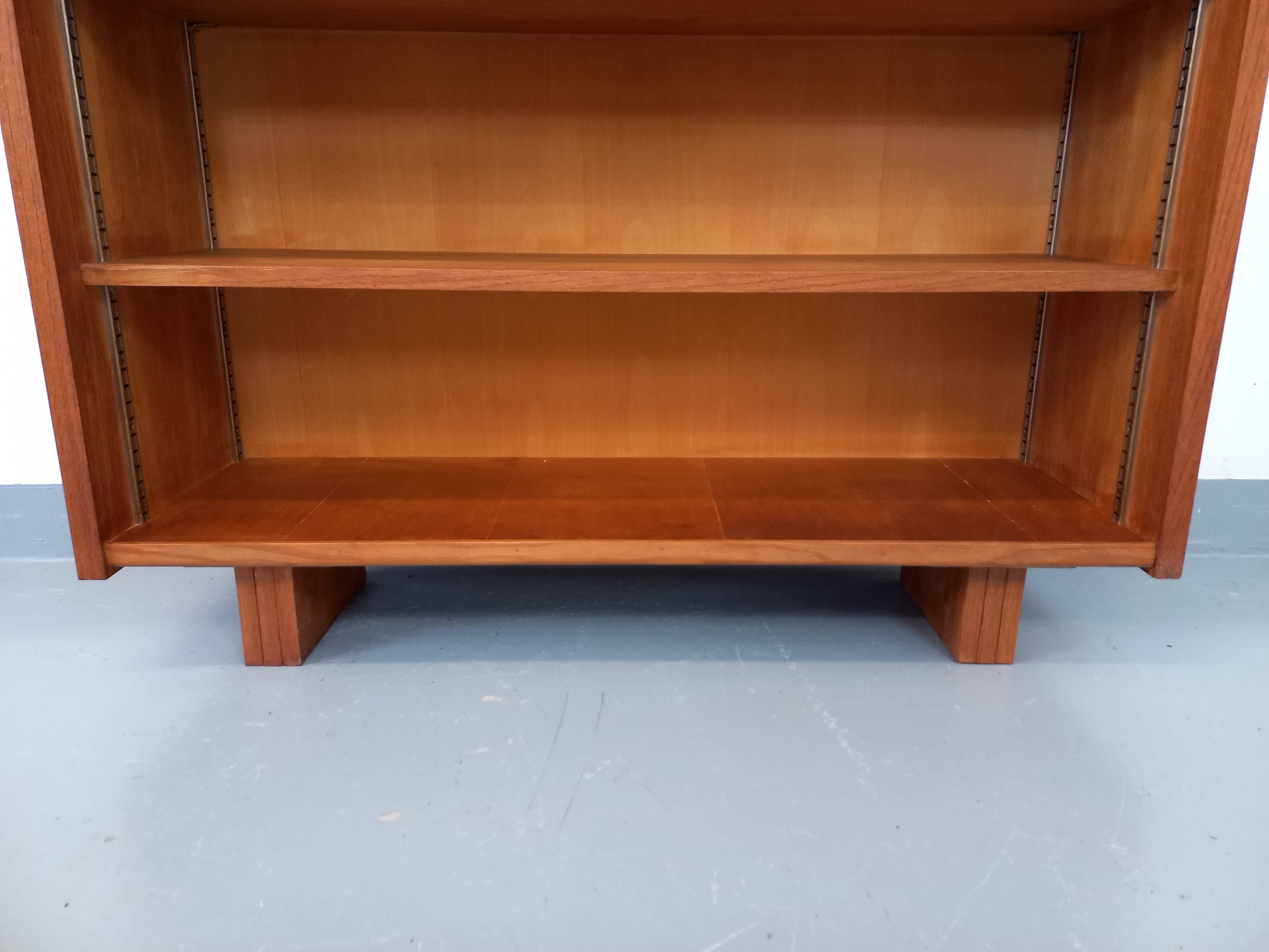 Large vintage oak wood bookcase shelf from the 50s 60s