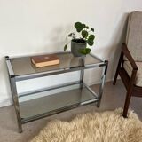 Vintage glass and chrome console coffee table