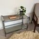 Table basse console verre et chrome vintage