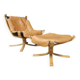 Fauteuil lounge et ottoman Falcon de Sigurd Ressel pour Vatne, Norvège 1970