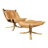 Fauteuil lounge et ottoman Falcon de Sigurd Ressel pour Vatne, Norvège 1970