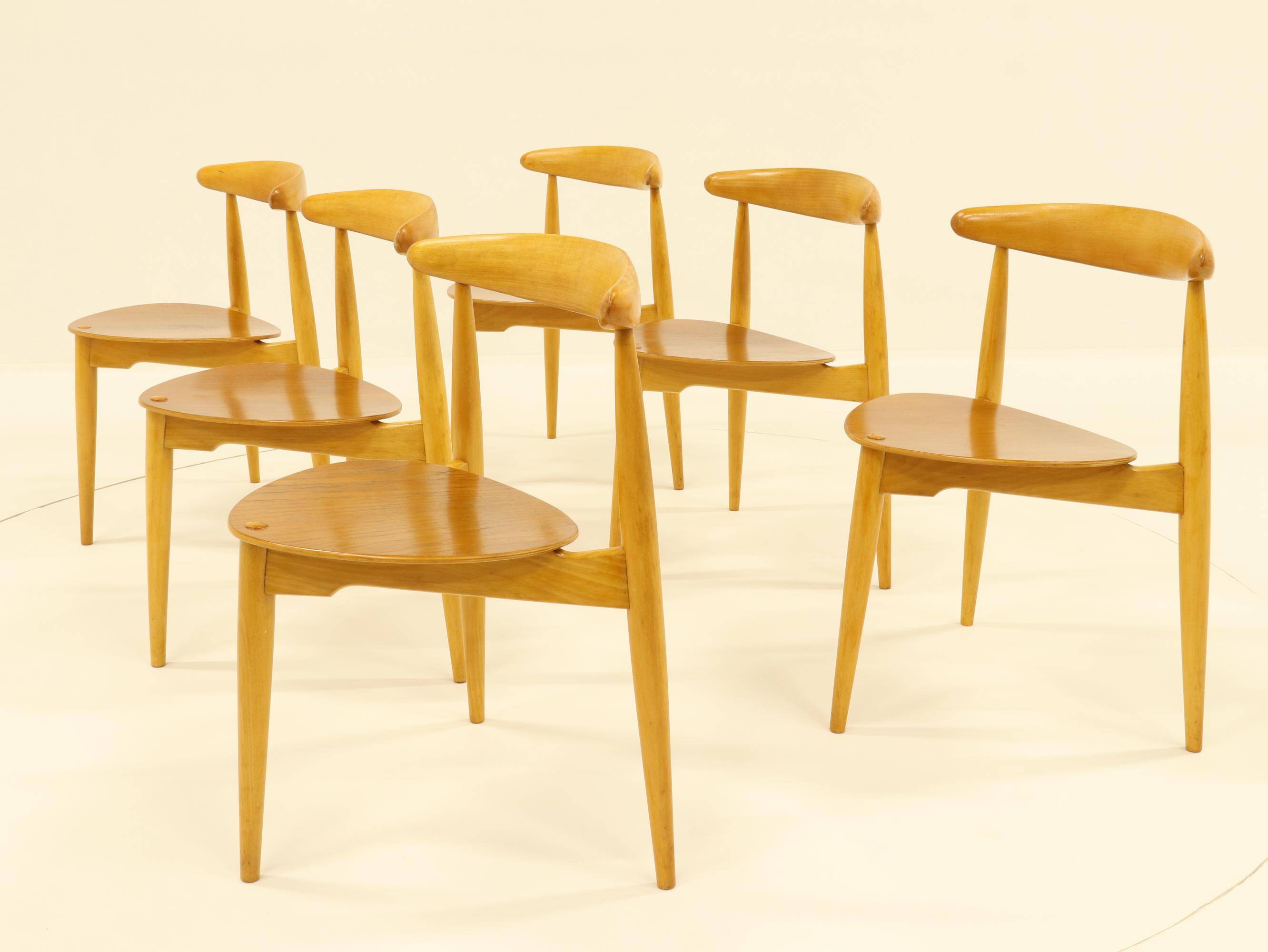 Heart dining set, designed by Hans Wegner for Fitz Hansen,  Denmark 1960s